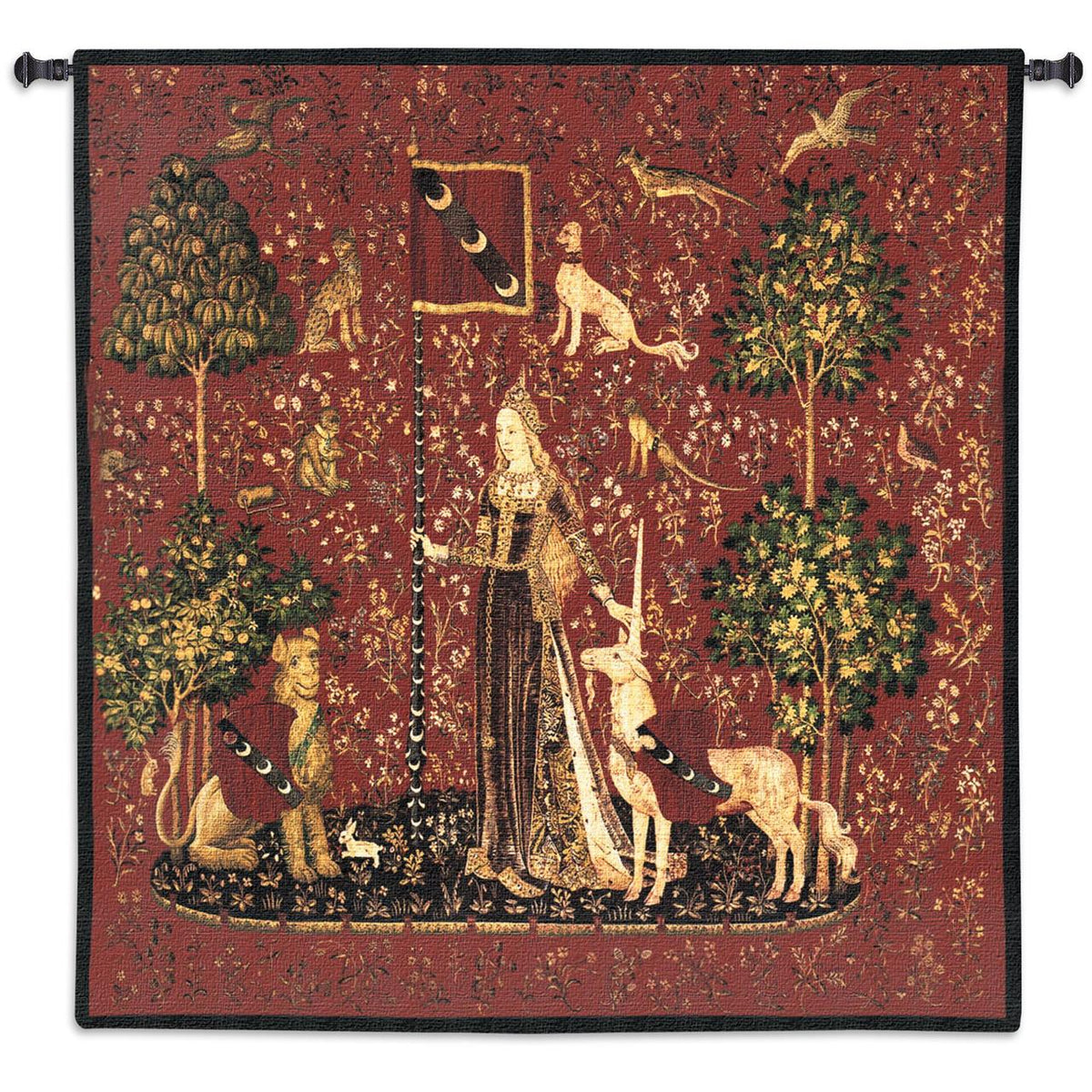 Lady with Unicorn Sense of Touch Woven Wall Tapestry Chenille Infused