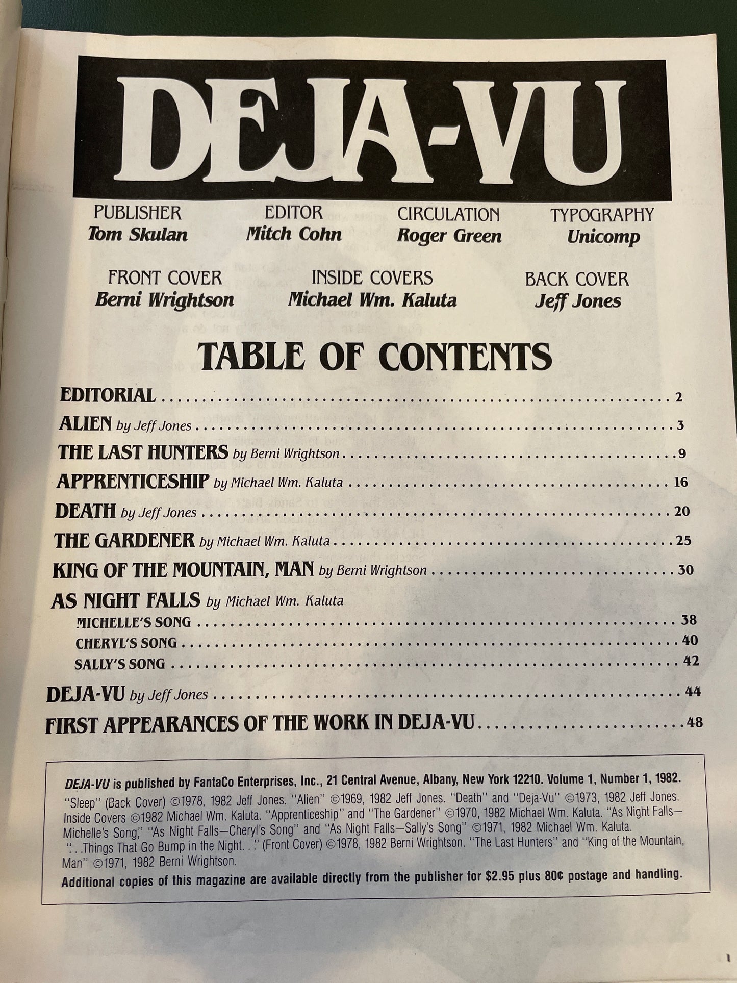 Comic Book - Horror Deja-Vu, Vol 1, No 1, 1982 graphic novel AS IS ATTIC no returns