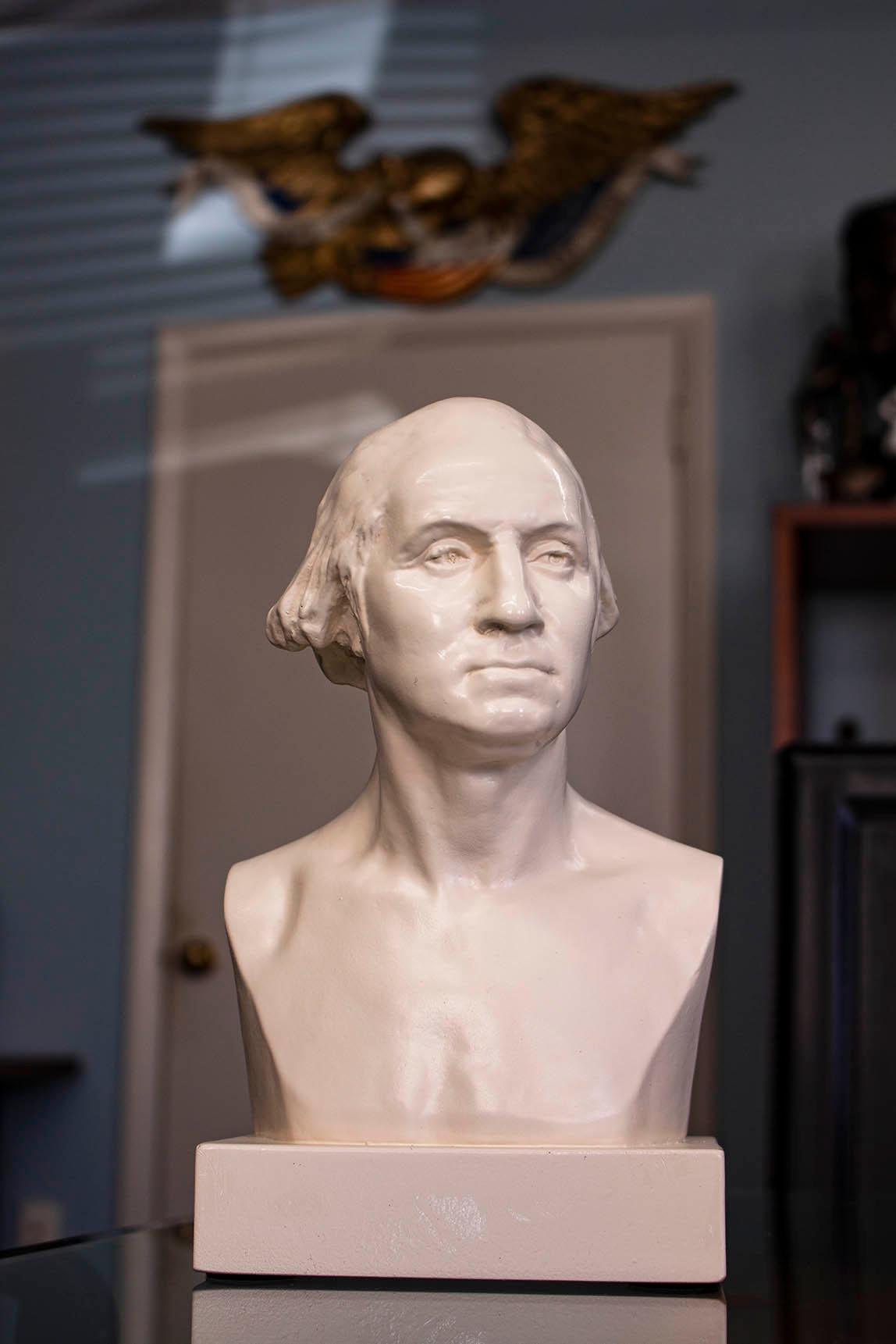 George Washington American President Portrait Bust by Houdon White Finish 11H - Museumize.com