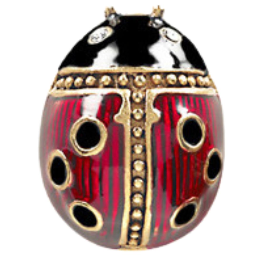 Ladybug Red Black Enamel over Pewter Solid Fancy Tie Tack Pin 5/8L