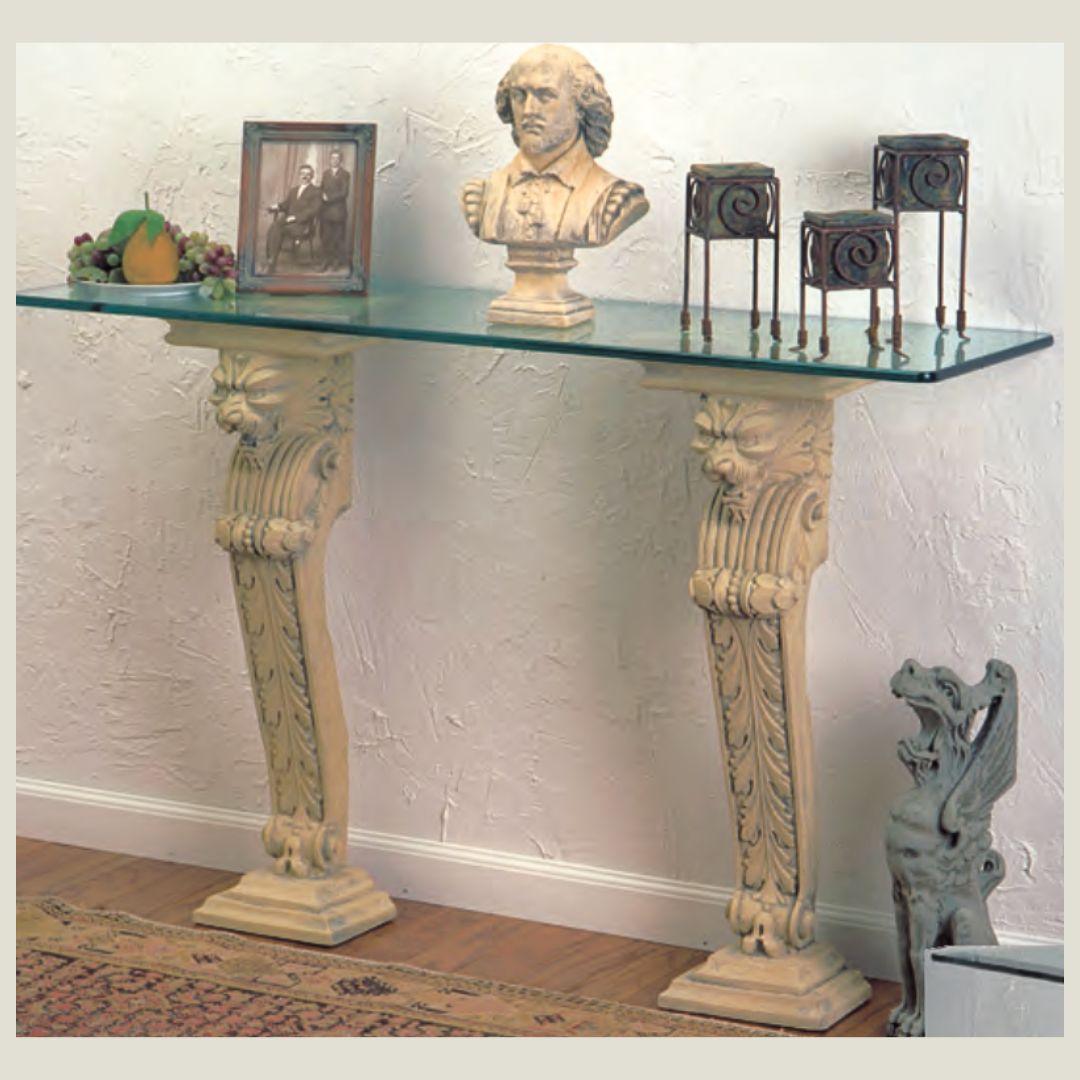 Dragon Head Gothic Medieval Wall Pedestal Console Table Base 31H - Museumize.com