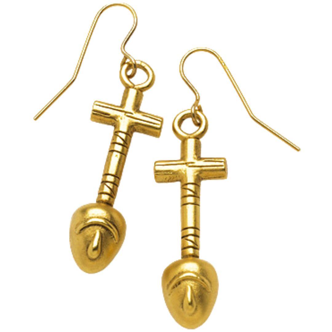 Egyptian Nefer Shape Hieroglyph Drop Dangle Earrings 1.25L - Museumize.com