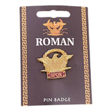 Roman SPQR Military Pin Badge with Eagle Laurel Wreath and Enameled Red SPQR