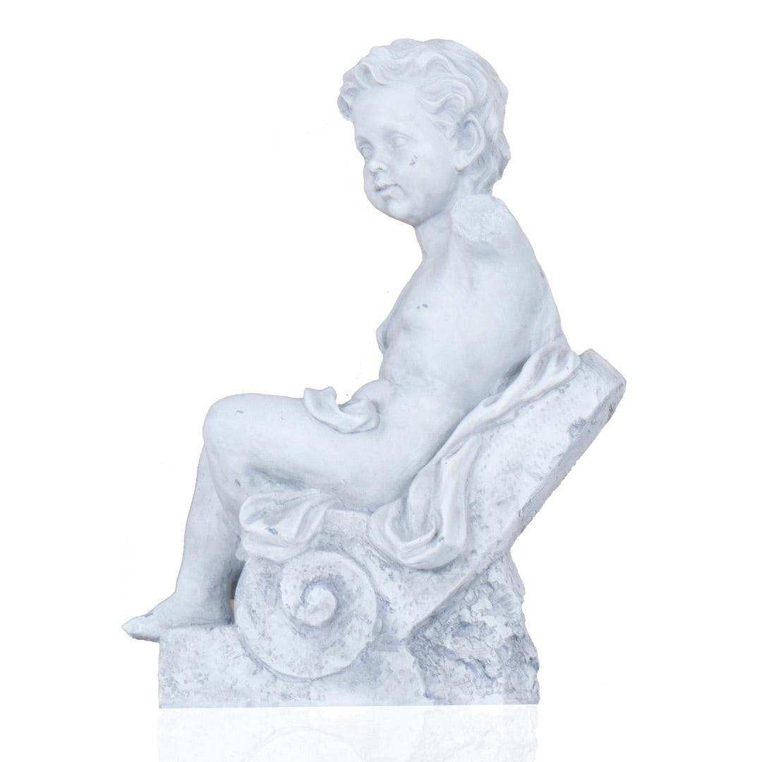 Classical Boy Sitting on Architecture Ledge Garden Statue 21H - Museumize.com