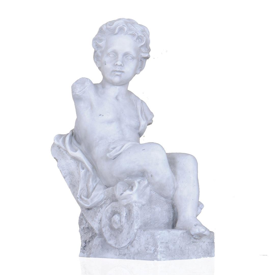 Classical Boy Sitting on Architecture Ledge Garden Statue 21H - Museumize.com