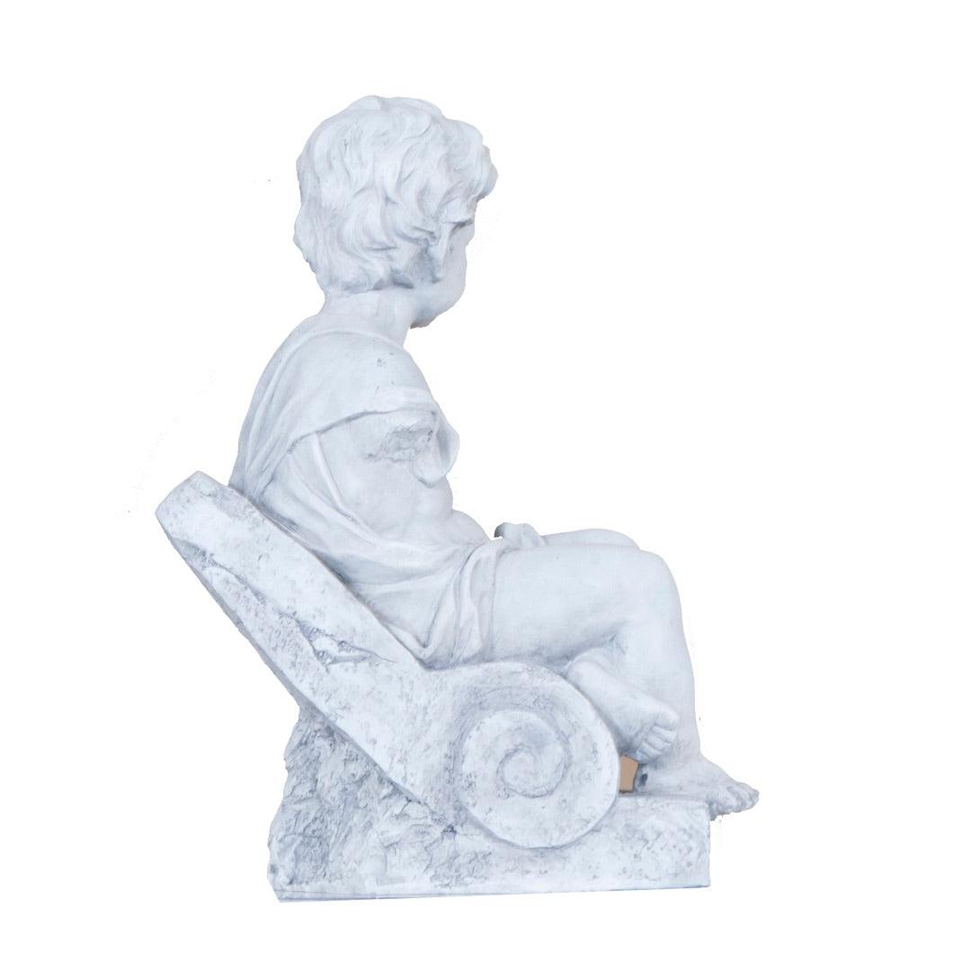 Classical Boy Sitting on Architecture Ledge Garden Statue 21H - Museumize.com