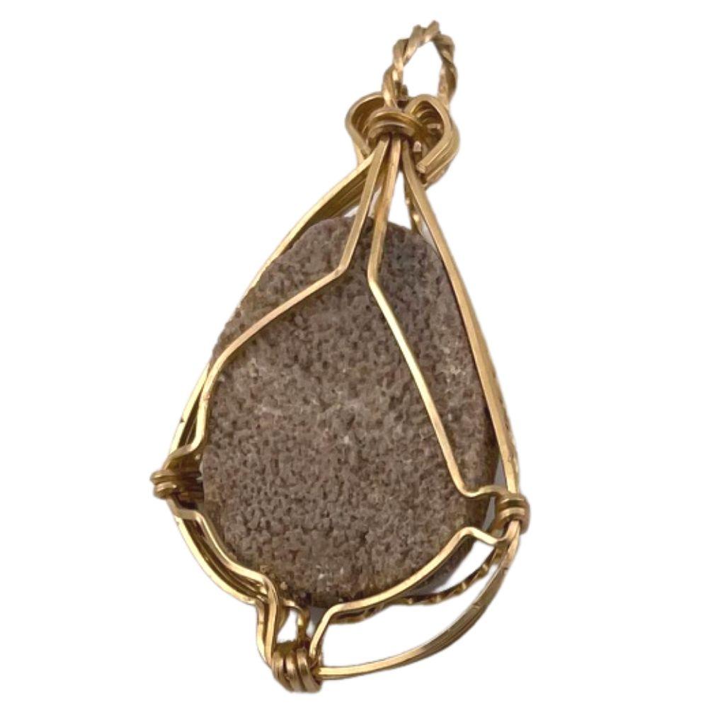 Boheme Tan Stone Pendant Handmade Jewelry Making Boho 1.75L attic - Museumize.com