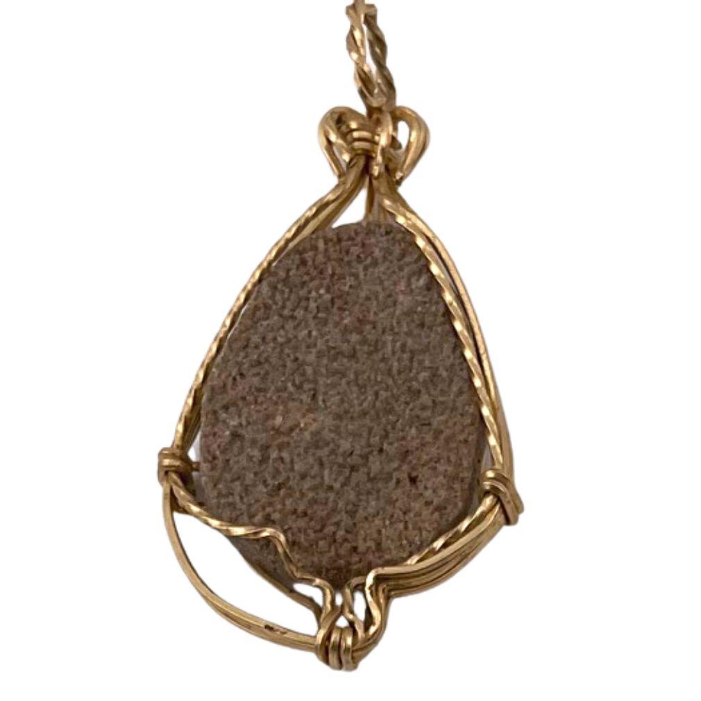 Boheme Tan Stone Pendant Handmade Jewelry Making Boho 1.75L attic - Museumize.com