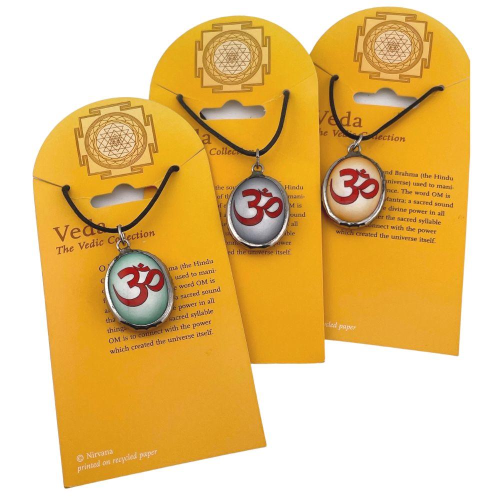 Om Meditation Word Color Ceramic Unisex Pendant Necklace - Museumize.com