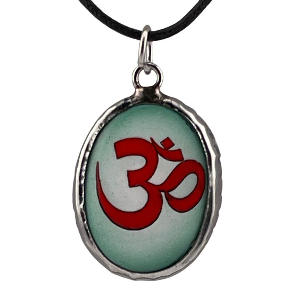 Om Meditation Word Color Ceramic Unisex Pendant Necklace - Museumize.com