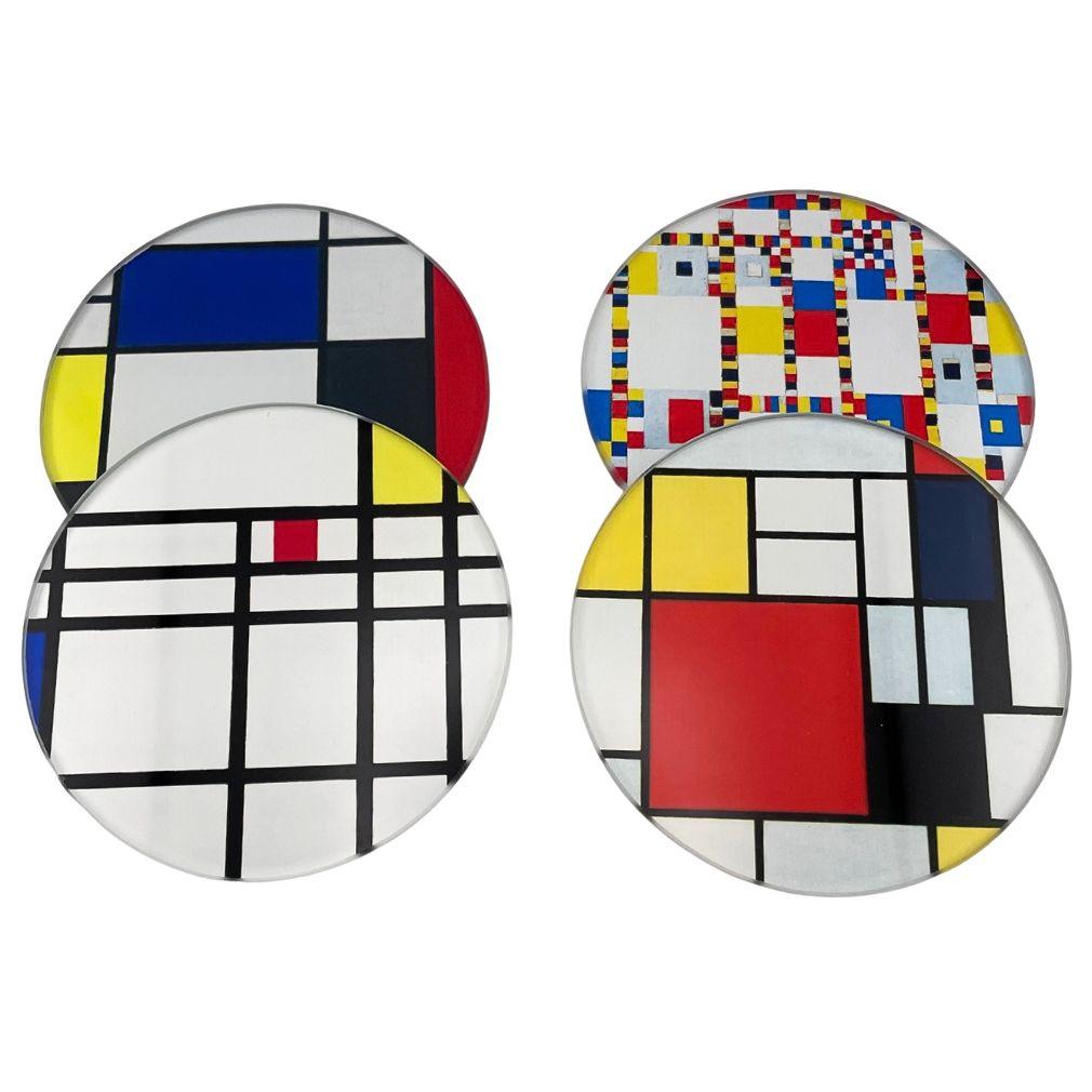 Mondrian Abstract Paintings Bar Drink Glass Coasters Set of 4 - Museumize.com