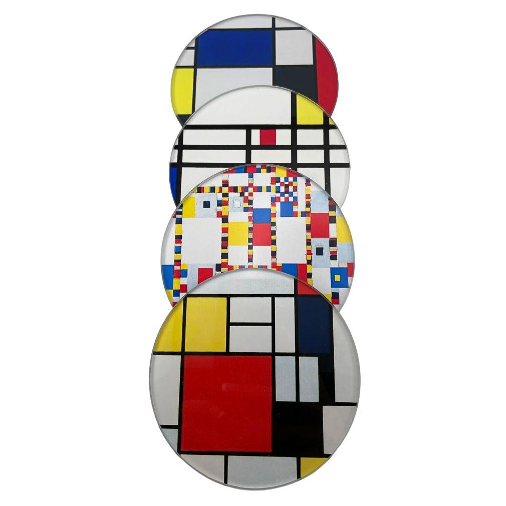 Mondrian Abstract Paintings Bar Drink Glass Coasters Set of 4 - Museumize.com