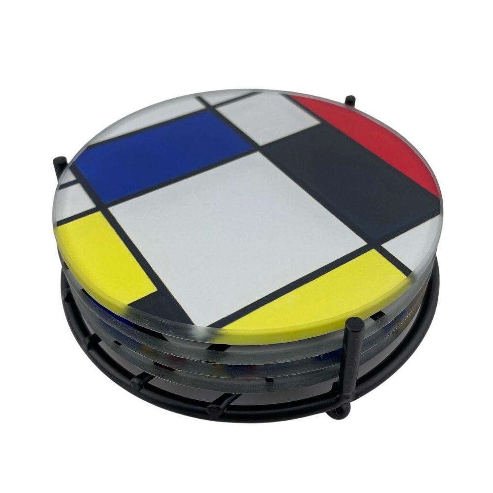 Mondrian Abstract Paintings Bar Drink Glass Coasters Set of 4 - Museumize.com