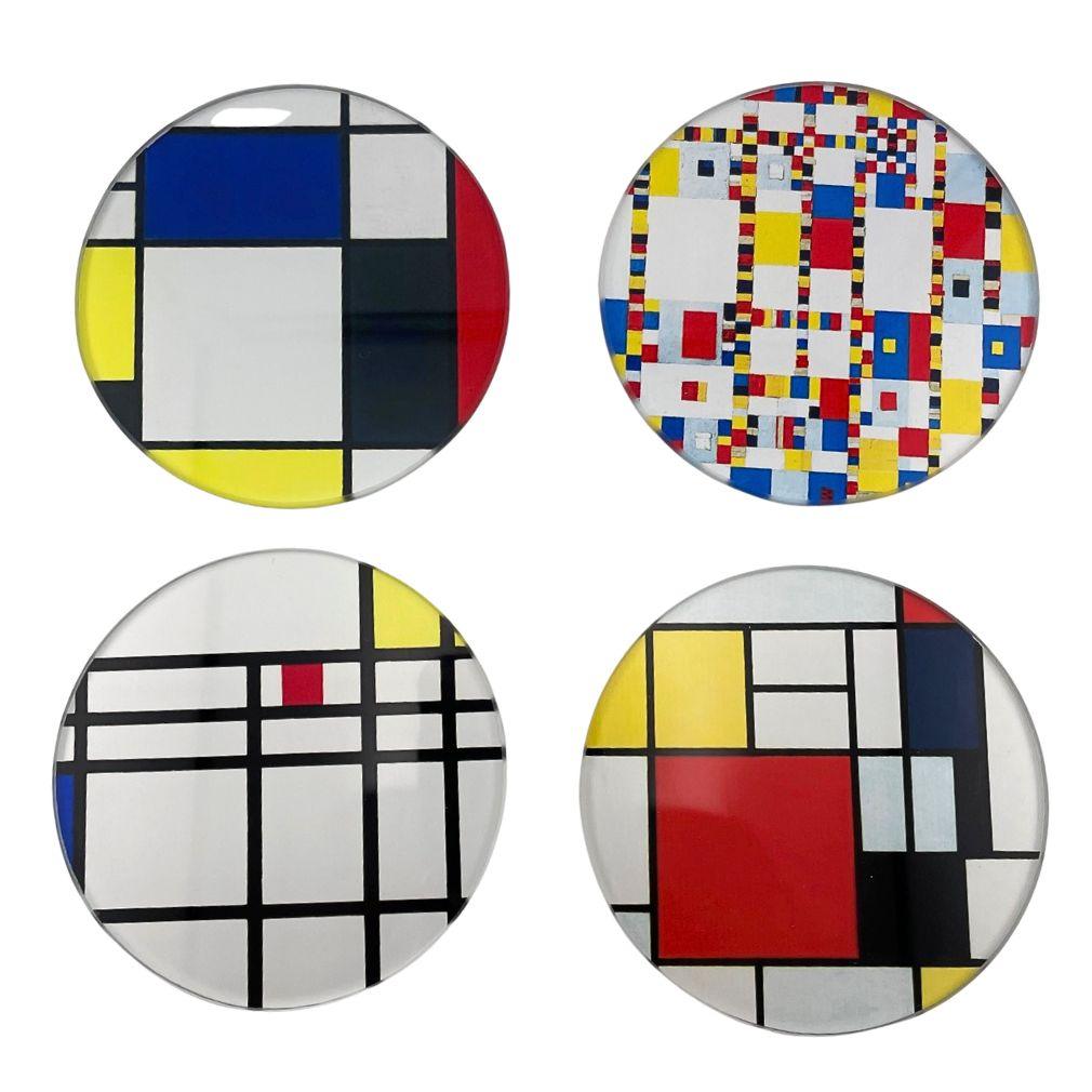 Mondrian Abstract Paintings Bar Drink Glass Coasters Set of 4 - Museumize.com