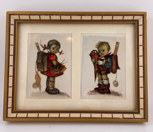 Print - Hummel Boy and Girl framed print vintage 5.25 x 7 AS IS ATTIC no returns