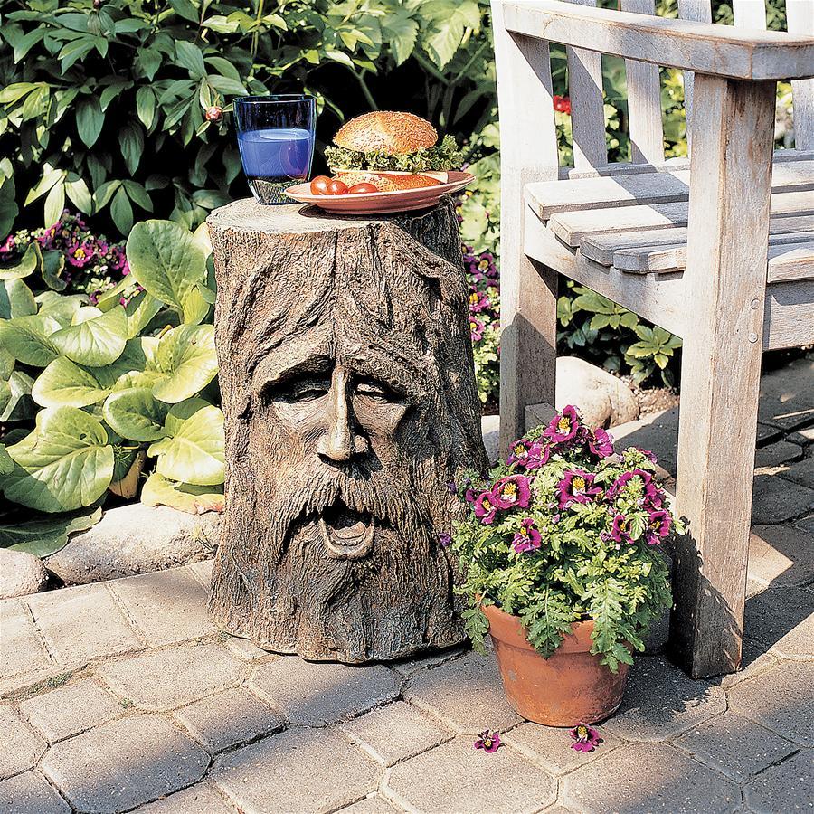 Odin Tree Stump Sculptural Side Accent Garden Table 17.5H - Museumize.com