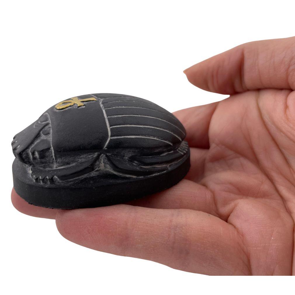 Egyptian Scarab Beetle Small Paperweight Homeschooling Teaching Aid Statue 2.4L x 1.75W - Museumize.com