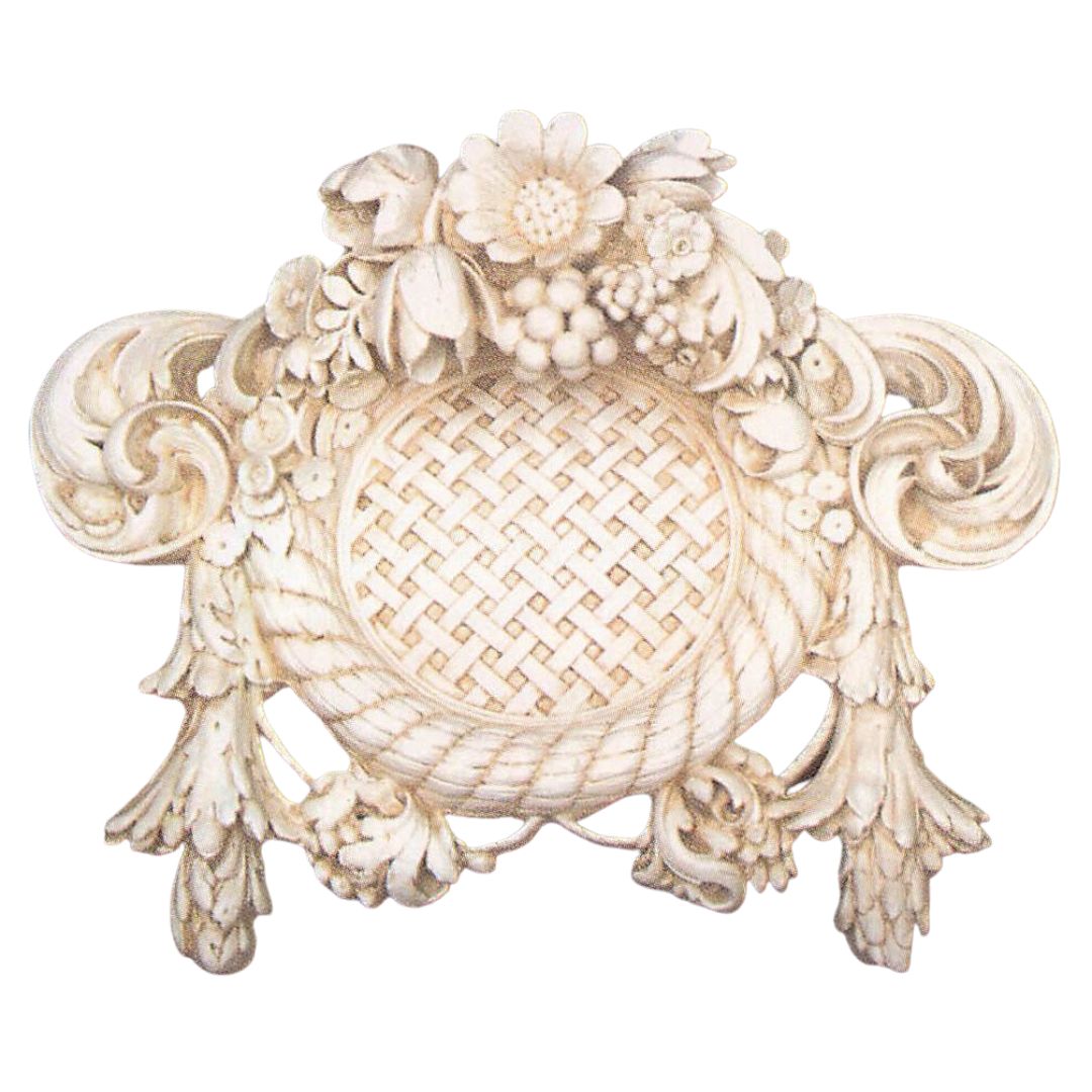 Wall Plaques - Medallion Vintage High Style Flowers with Basket Weave 21H x 25.5W - Museumize.com