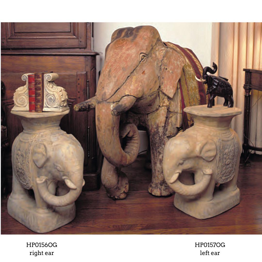 Elephant with Trunk Up to Right Ear Side Table Base 21.75H - Museumize.com