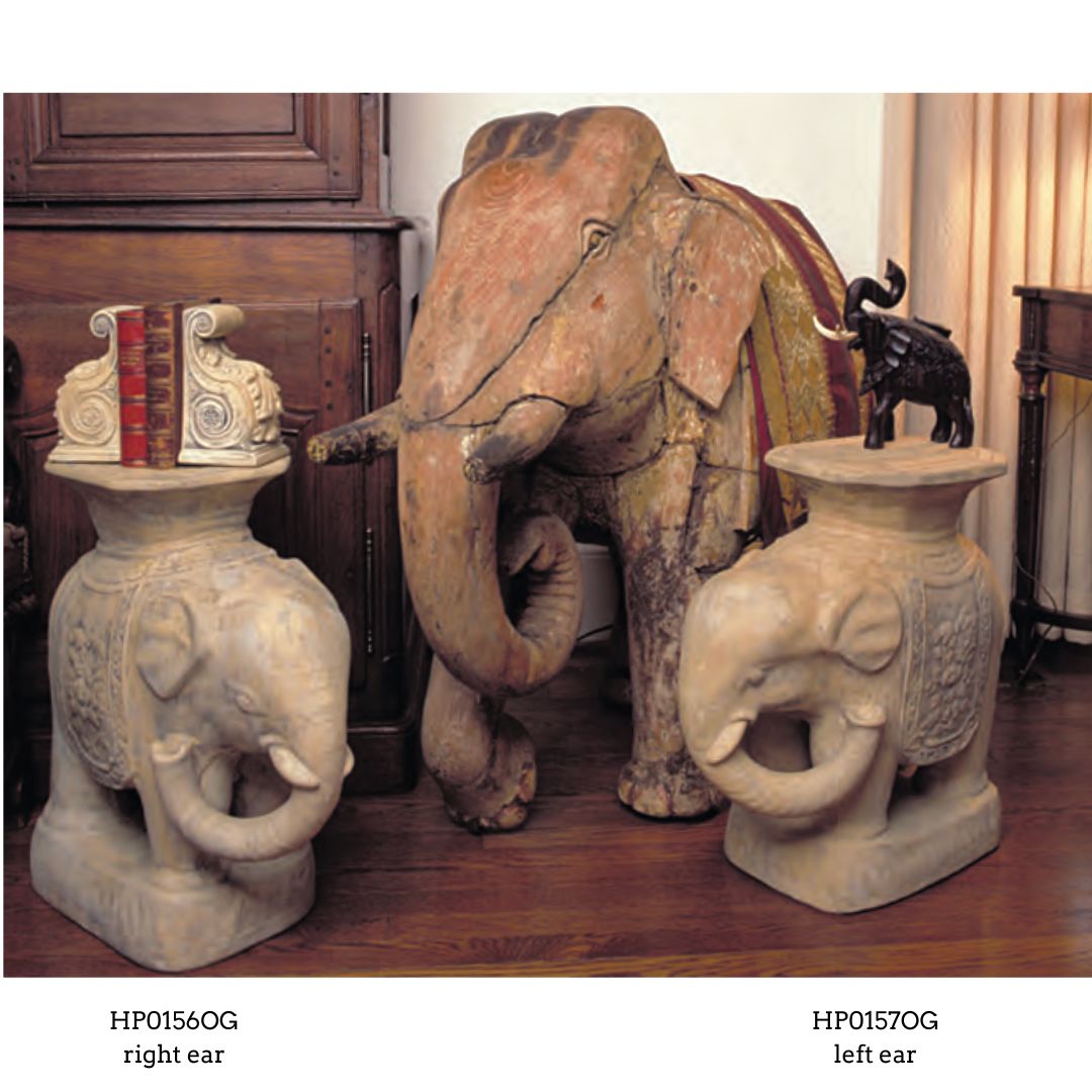 Elephant with Trunk Up to Left Ear Side Table Base 21.75H