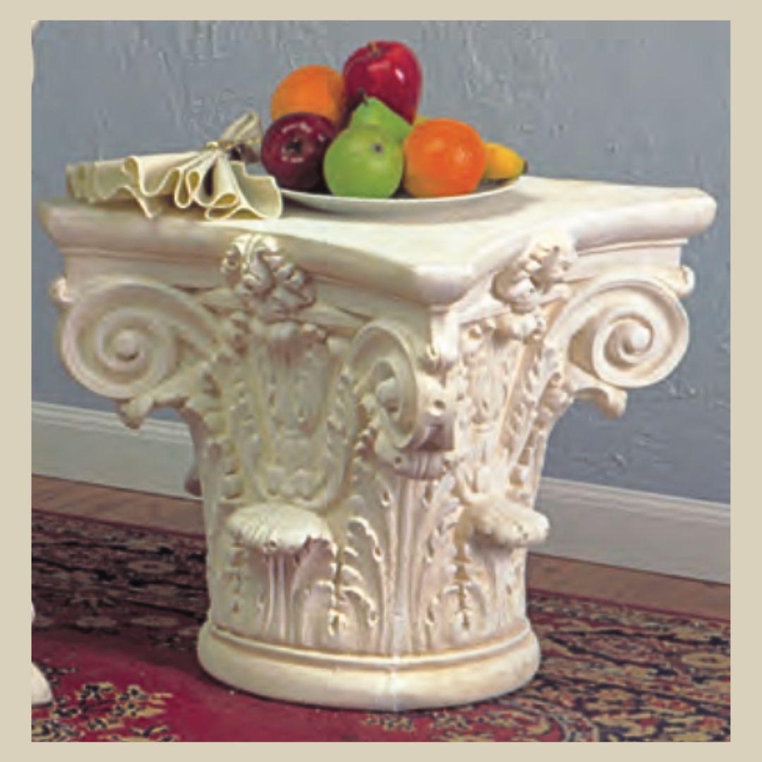 Fleur Corinthian Column Leaves Flowers Ornate Cocktail Table Base 18H - Museumize.com