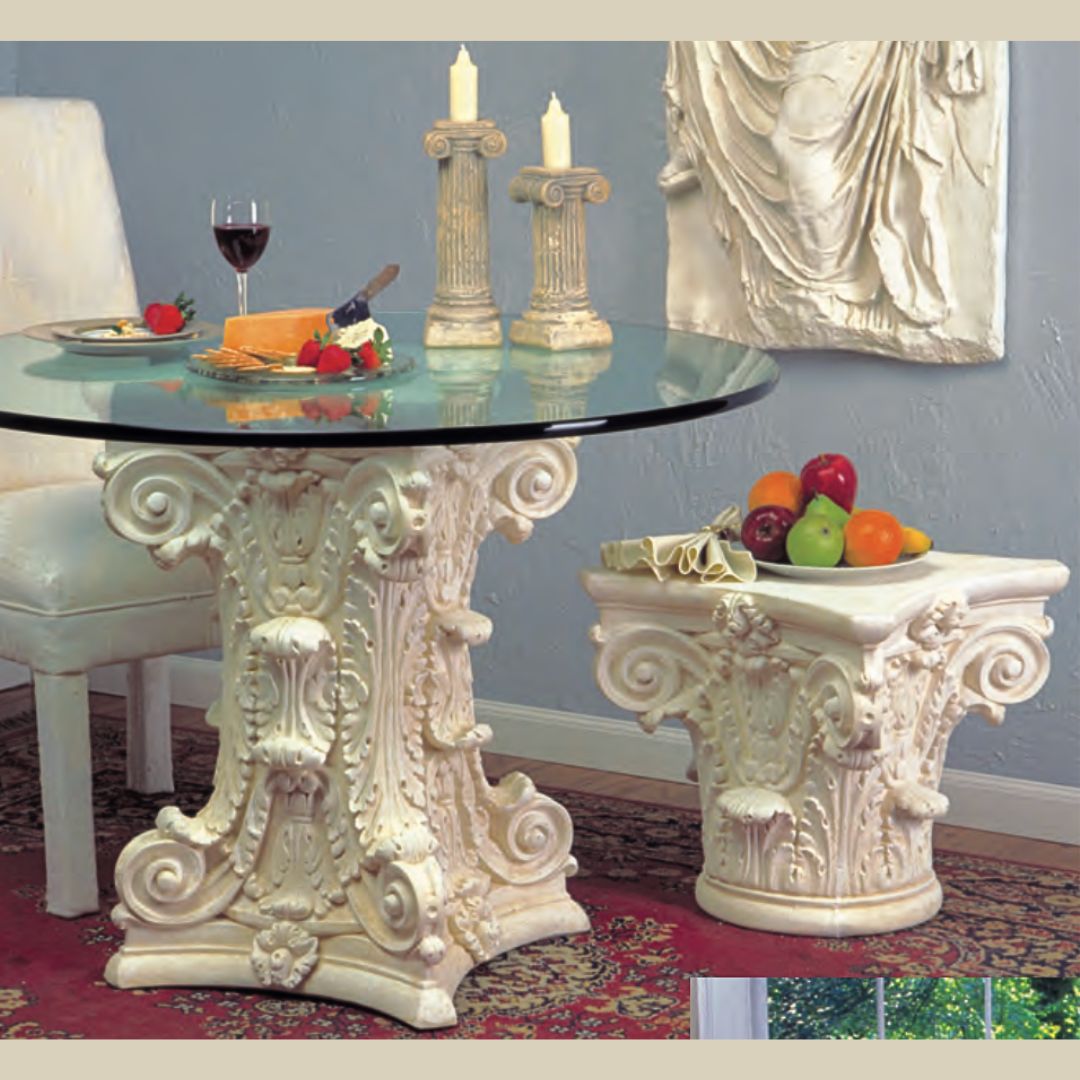 Fleur Corinthian Column Leaves Flowers Ornate Dining Table Base 29.25H