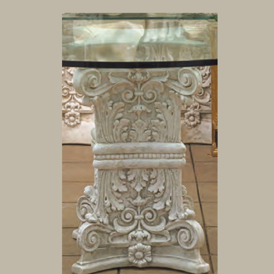 Square Corinthian Classical Column Very Ornate Cocktail Table Base 18.5H - Museumize.com