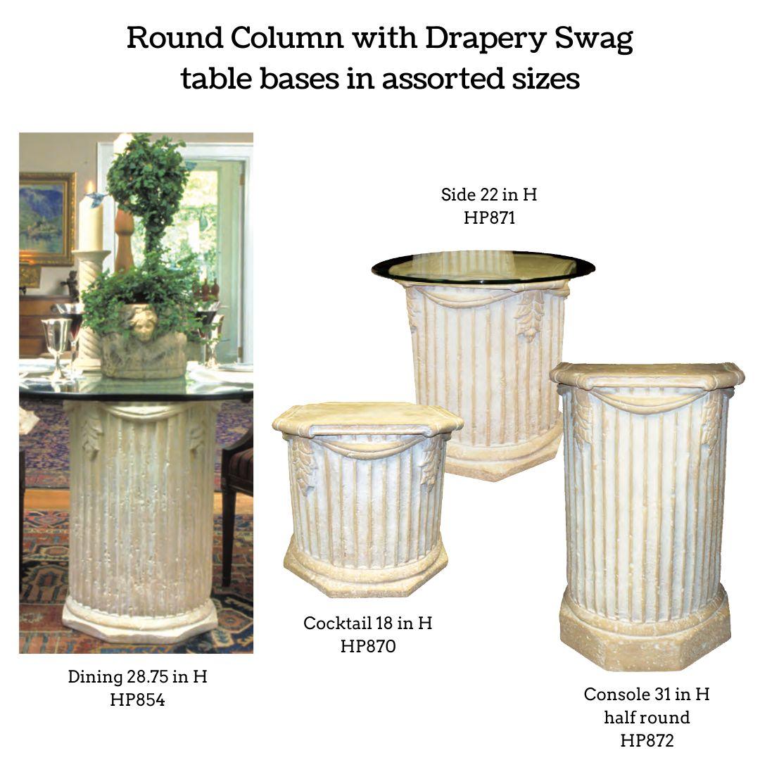 Round Column with Swag Pedestal Dining Table Base 28.75H Home Decor - Museumize.com