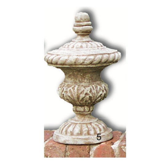 Garden Finial - Victorian Knob Jar Shape Cement Lawn Ornament 14H