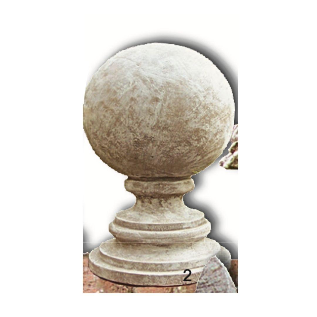 Garden Finial - Round Ball on Round Base Cement Lawn Ornament 15H - Museumize.com