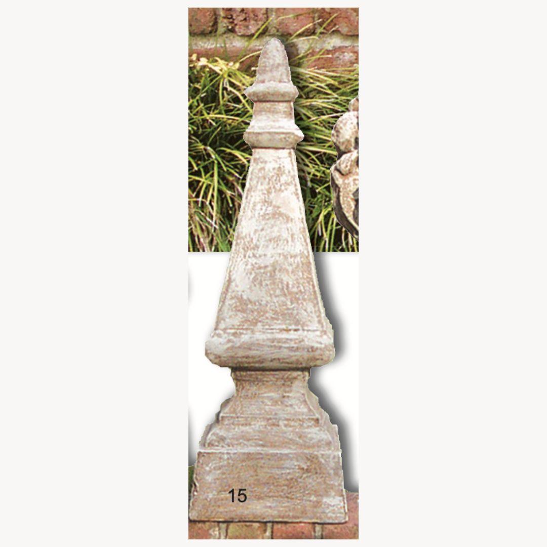 Garden Finial - French Obelisk Statue Cement Lawn Ornament 26H x 10.5W - Museumize.com