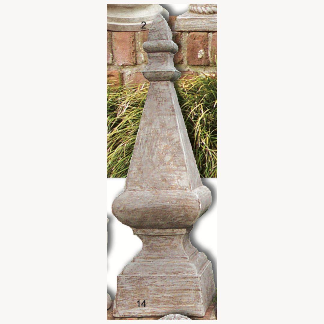 Garden Finial - French Obelisk Statue Cement Lawn Ornament 33H x 11W - Museumize.com