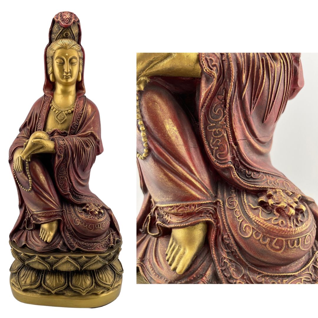 Kuan Yin Pouring Water of Compassion Statue 13H AS IS ATTIC no returns