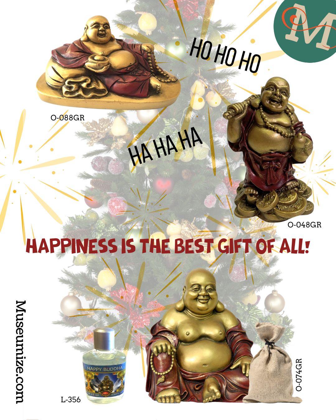 Mini Figurine - Happy Buddha Ho Tai Reclining on Candy Bag Statue 2.5H, Assorted Colors - Museumize.com