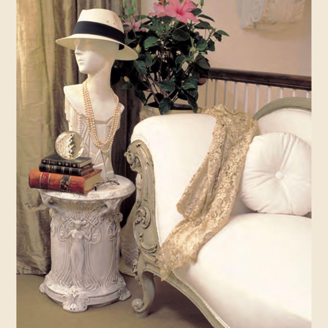 Art Nouveau Maidens with Vines Side End Table Column Base 18H - Museumize.com