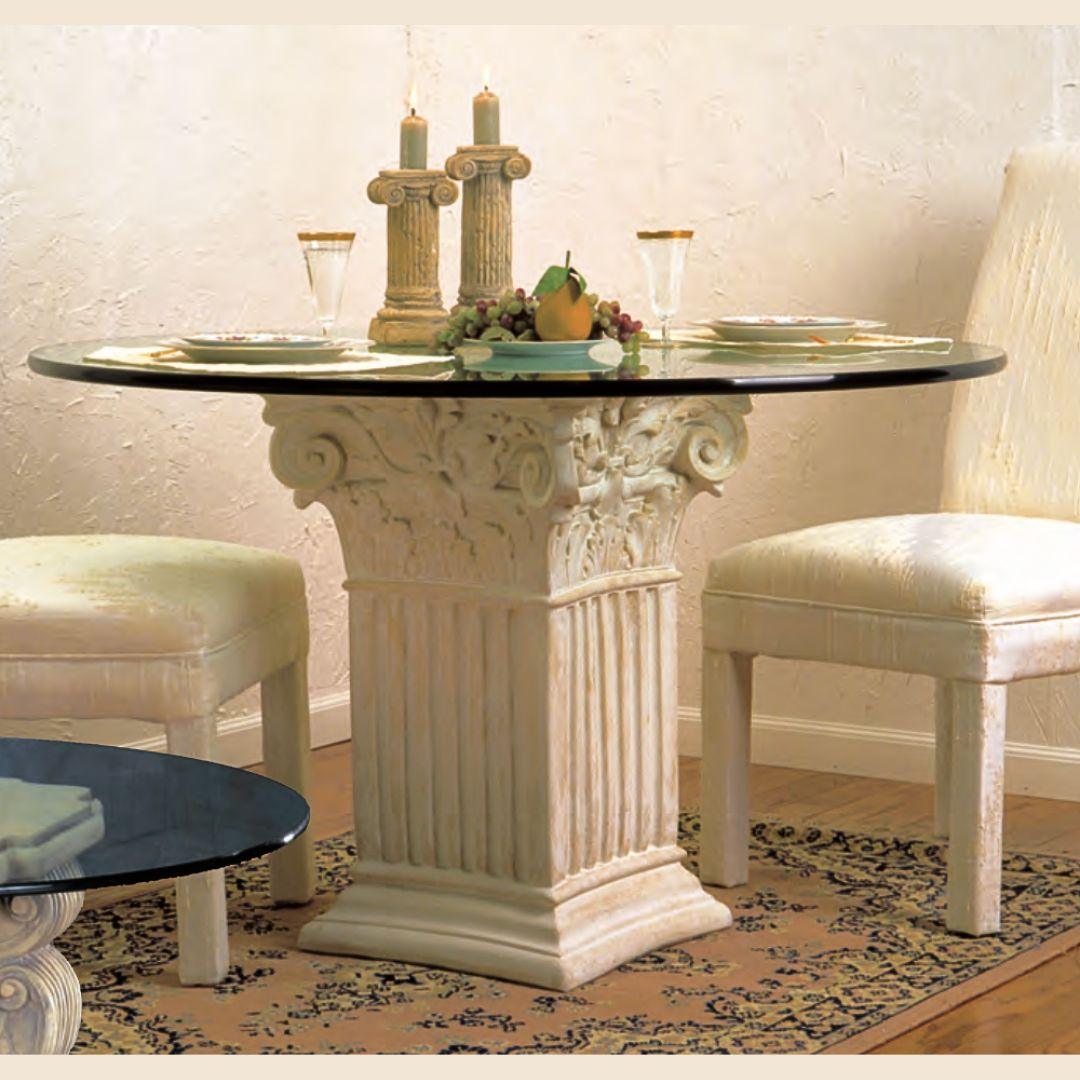 Square Fluted Classical Corinthian Dining Table Base 29H - Museumize.com