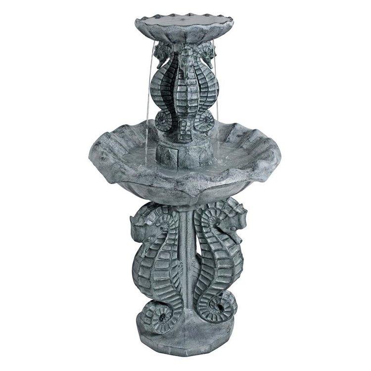 Seahorses Round Spirit Of The Ocean Two Tier Seahorse Fountain 50H - Museumize.com