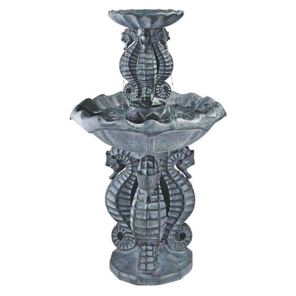 Seahorses Round Spirit Of The Ocean Two Tier Seahorse Fountain 50H - Museumize.com