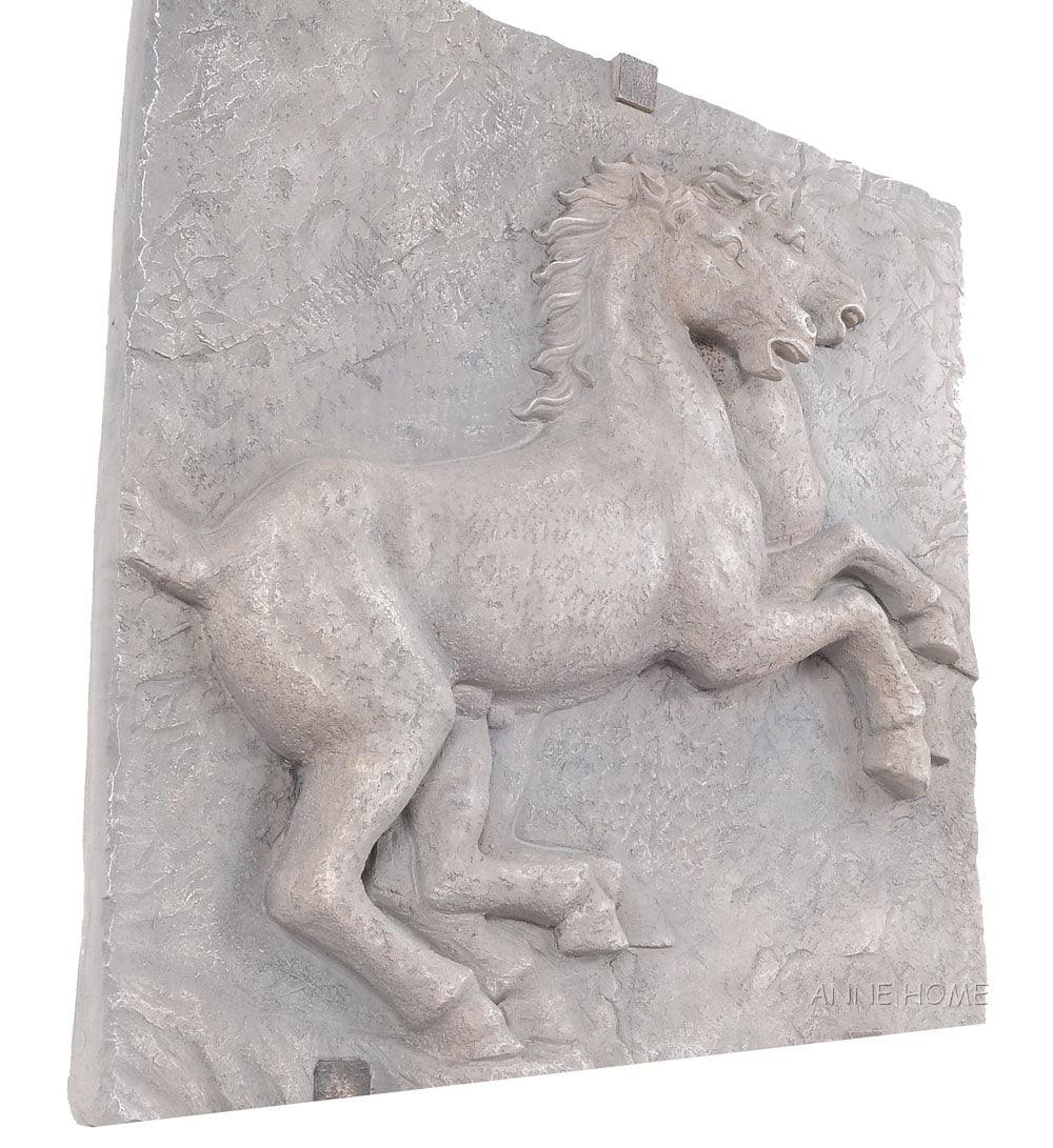 Two Horses Rearing Wall Hanging Sculpture Relief 29H - Museumize.com