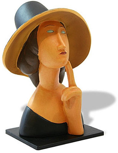 Lady in Straw Hat Statue (1918) by Modigliani – MO03, Art Sculpture 4H