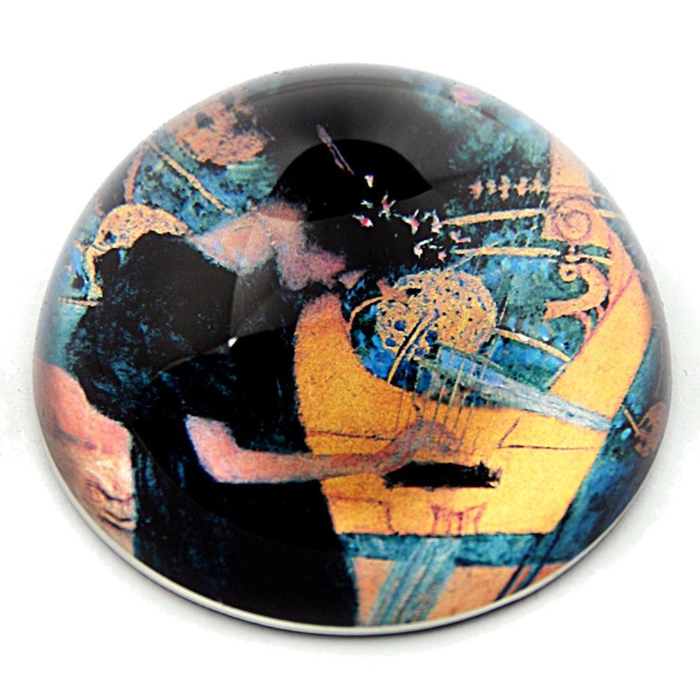 Klimt Art Nouveau Woman Playing Music on Harp Glass Paperweight 3W - Museumize.com