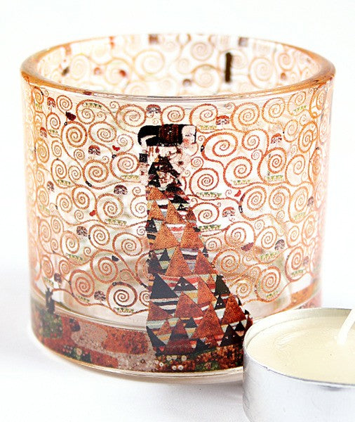 Klimt Expectation Glass Tealight Candleholder 2.3H