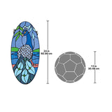 Majestic Peacock Blue Oval Stained Glass Window 24H x 11W