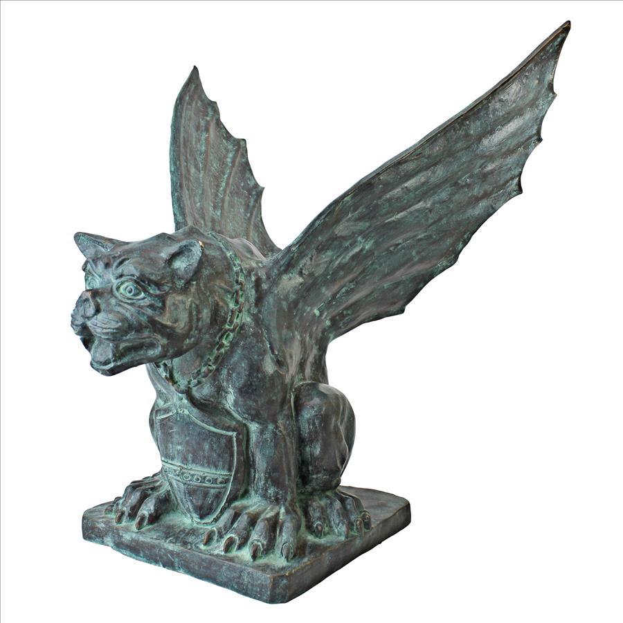 Winged Gargoyle of Naples Medieval Bronze Metal Garden Statue 22H - Museumize.com