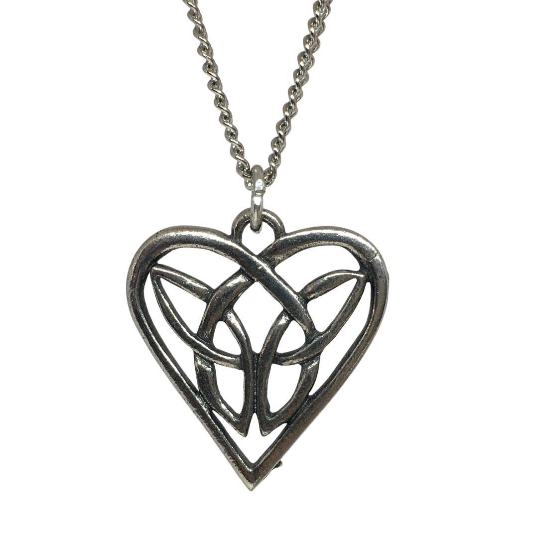 Celtic Loving Heart Pewter Pendant Necklace Unisex 18L - Museumize.com