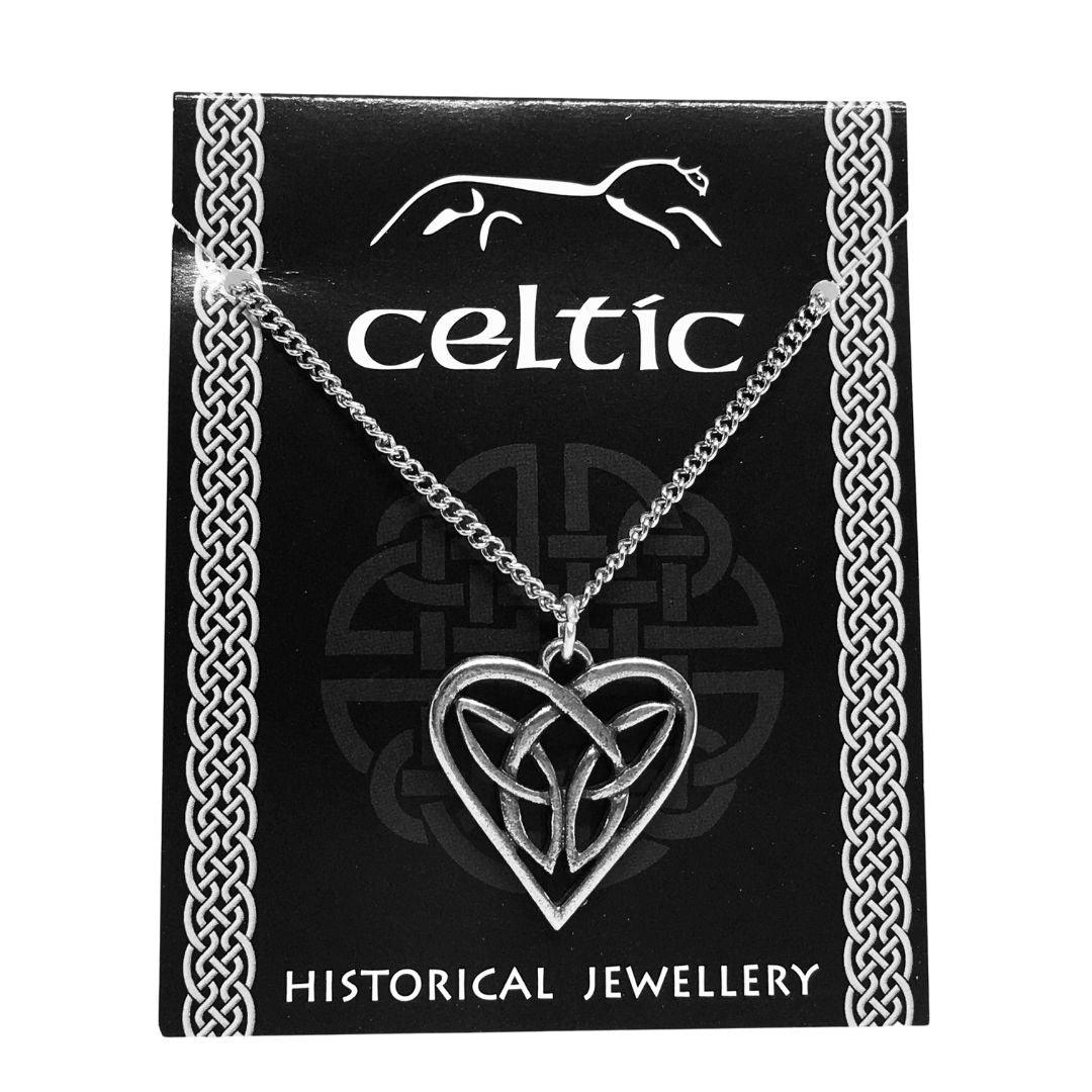 Celtic Loving Heart Pewter Pendant Necklace Unisex 18L - Museumize.com