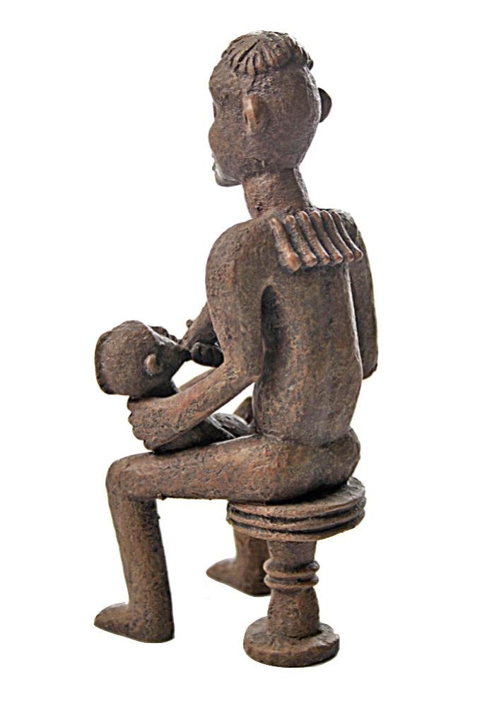 African Bangwa Anyi Mother of Twins African Statue 6H - Museumize.com