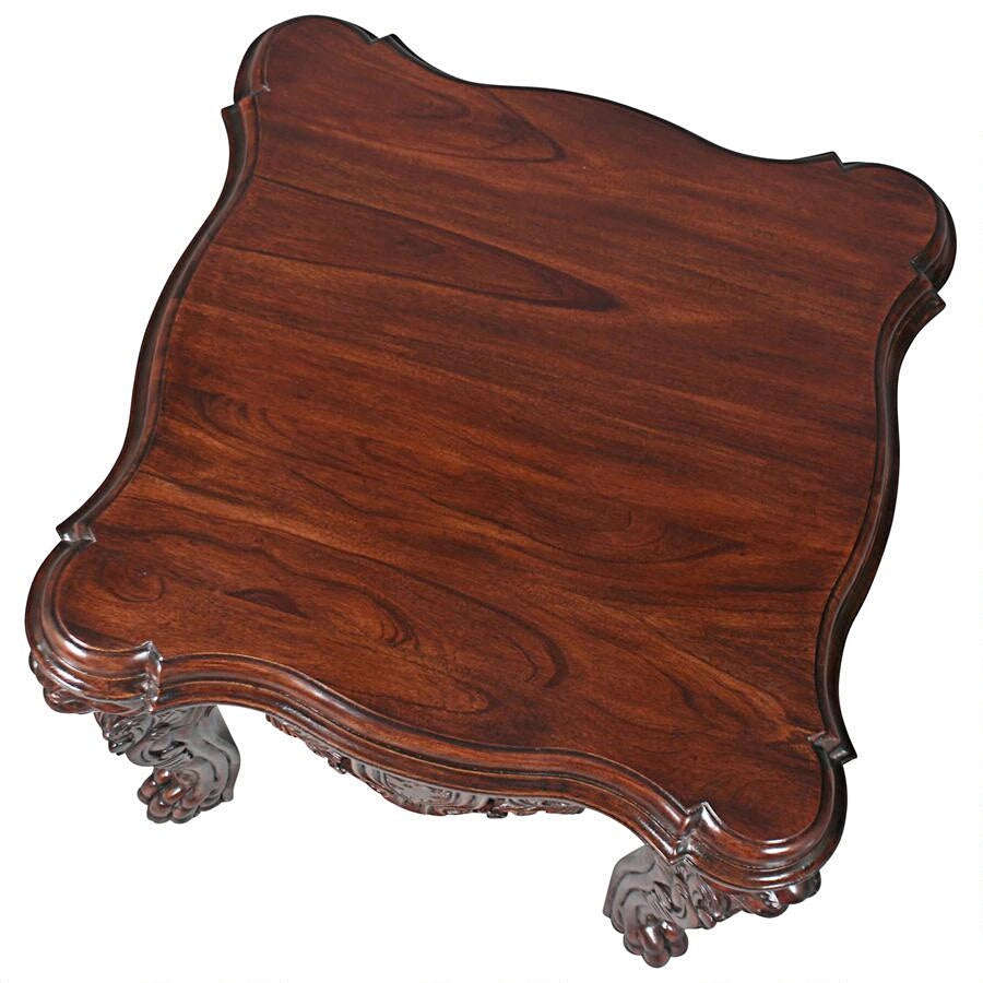 Lord Raffles Mahogany Wood Grande Hall Lion Leg Side Table 26H