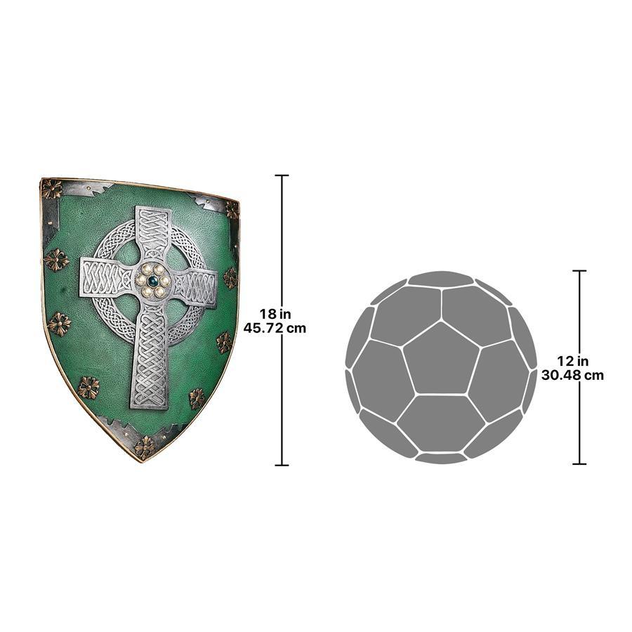 Celtic Warriors Shield Green Wall Sculpture 18H x 13W - Museumize.com