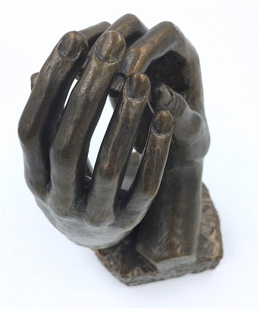 Rodin Cathedral Clasping Hands Gesture of Togetherness Statue Small 6H - Museumize.com